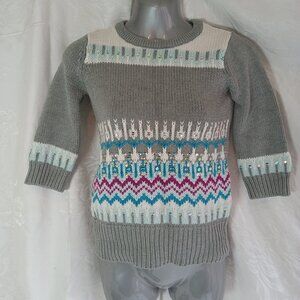 Joe Fresh Sweater Size 8 Girls Knit Gray Sequin Y2K Winter 3/4 Sleeve  Gently us